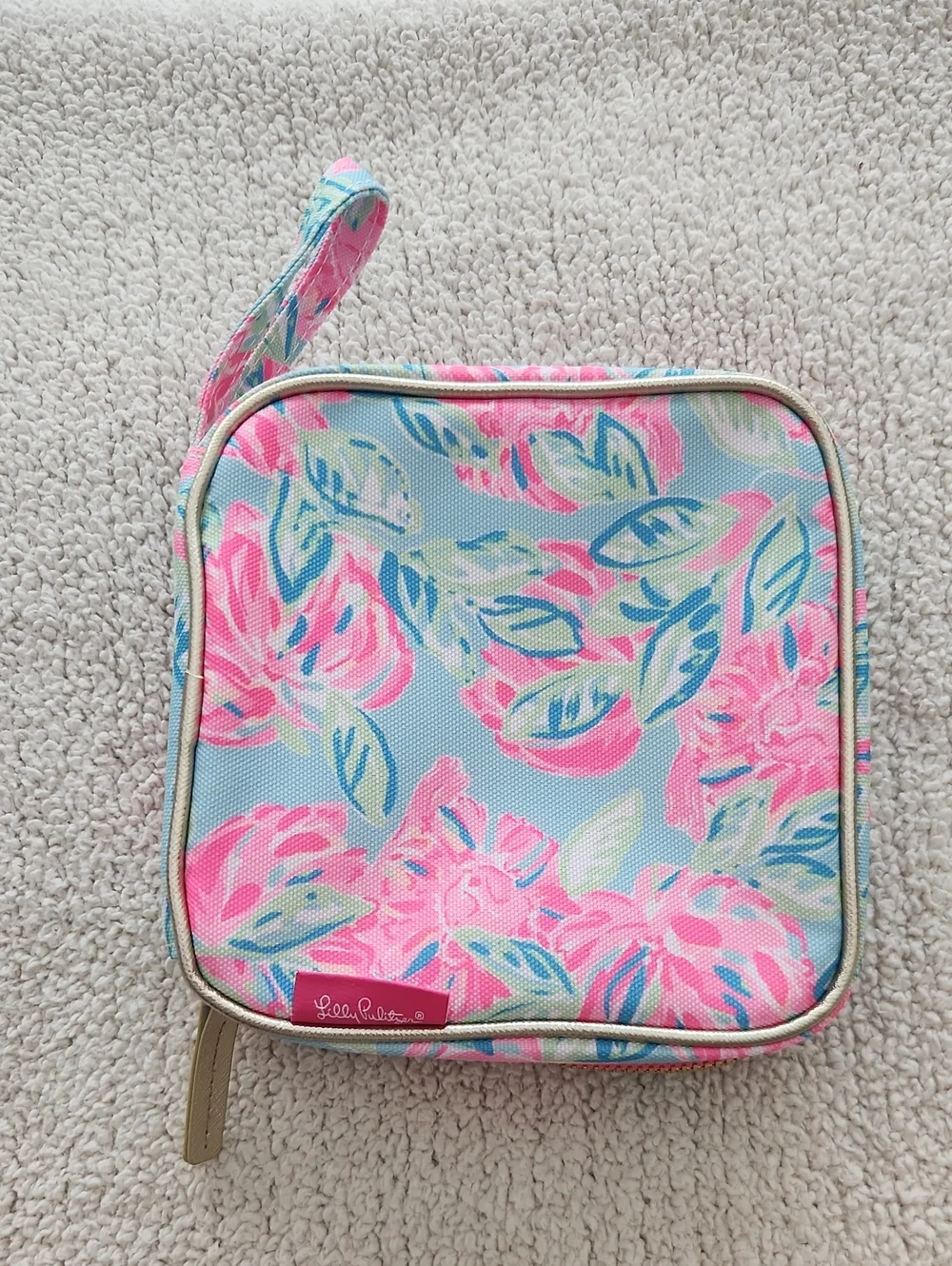 Lilly Pulitzer travel cosmetic case Totally Blossom Clear Front